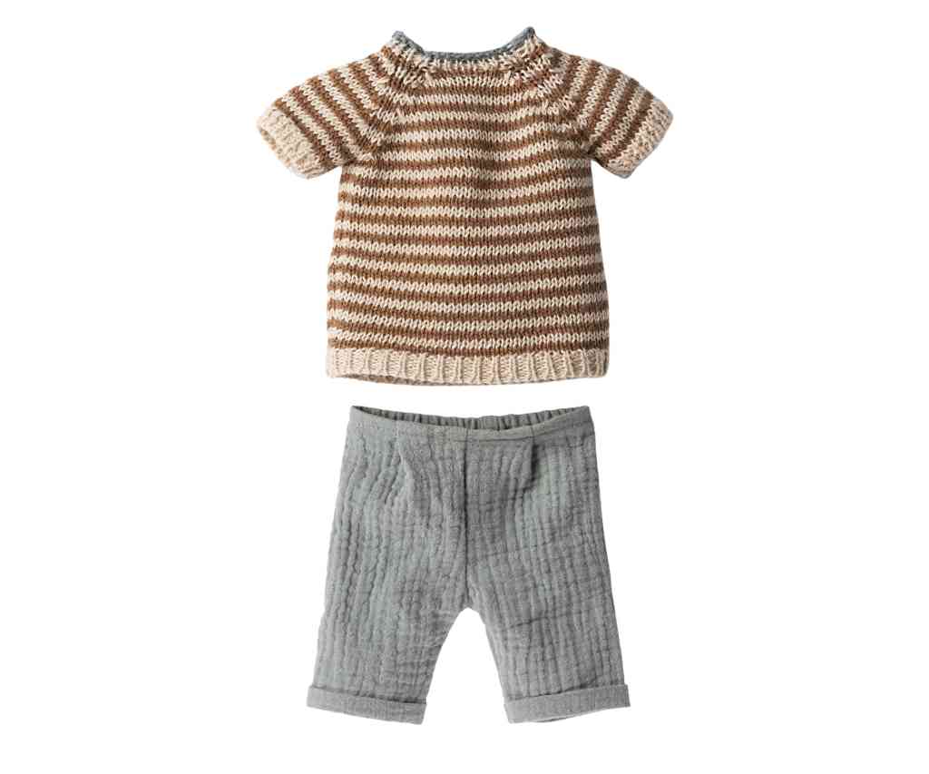 Maileg Hasenkleidung HOSE + STRICKPULLI Bekleidungsset Größe 3