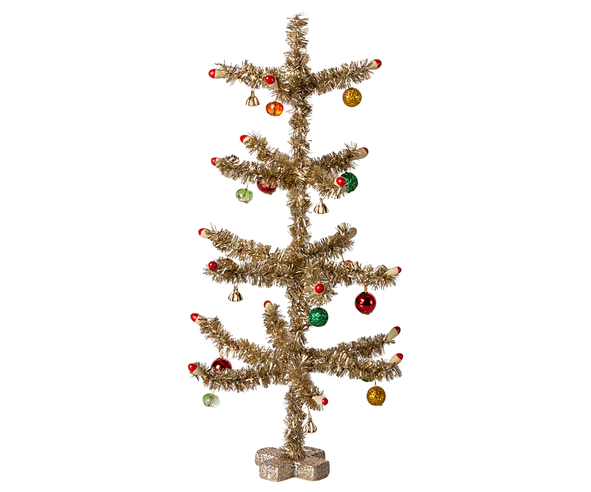 Maileg Weihnachtsbaum ca. 25 cm GOLD mit Kugeln rot grün XMAS