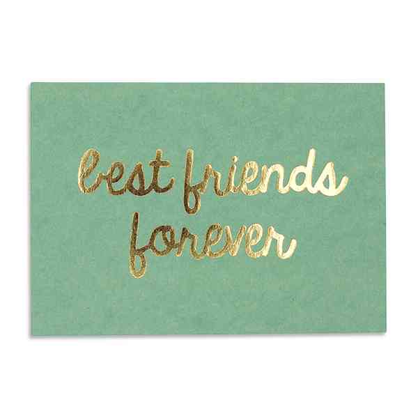 Postkarte BEST FRIENDS FOREVER Grußkarte Holzschliffpappe mit Goldfolie