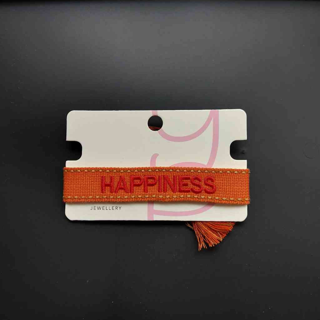 Armband HAPPINESS Statement-Band coral gewebt und bestickt Freundschaftsband erhältlich bei www.luiseundfritz.de