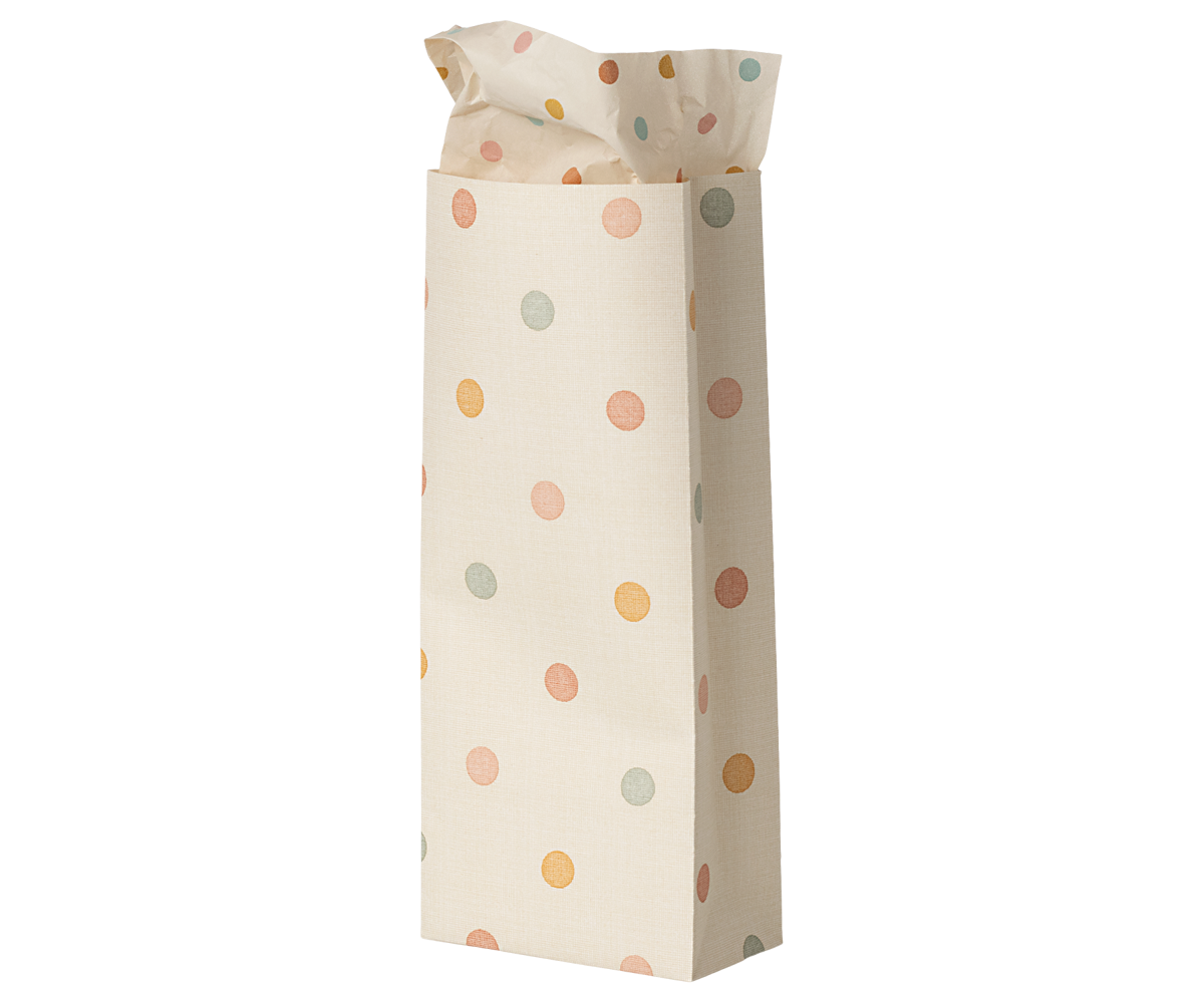 Maileg 10x Geschenktüten PUNKTE pastellfarbene Multi Dots Papierbeutel mini 24 cm Bodenbeutel