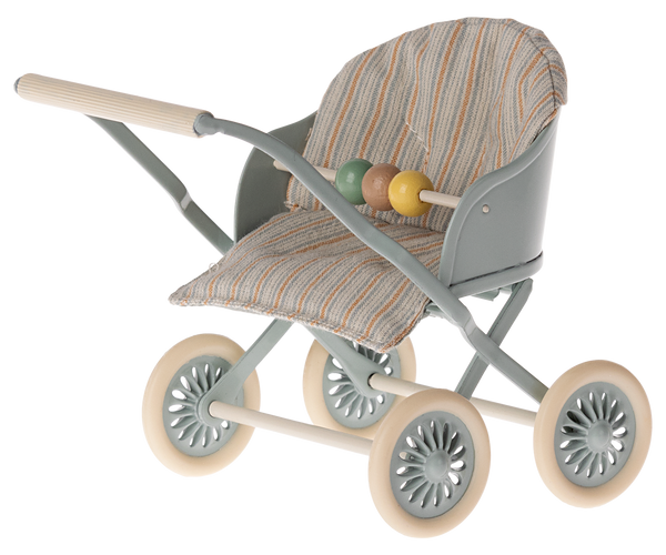 Maileg Kinderwagen für Babymäuse BUGGY blau für Zwillinge + Drillinge Gr. MY | Puppenwagen