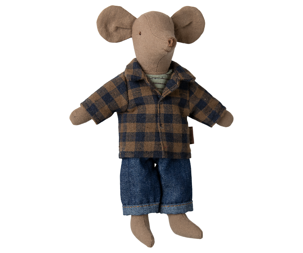 Maileg Maus PAPA hellbraun ca. 15 cm in Hemdjacke + Jeans Vater für die Mäusefamilie erhältlich bei www.luiseundfritz.de